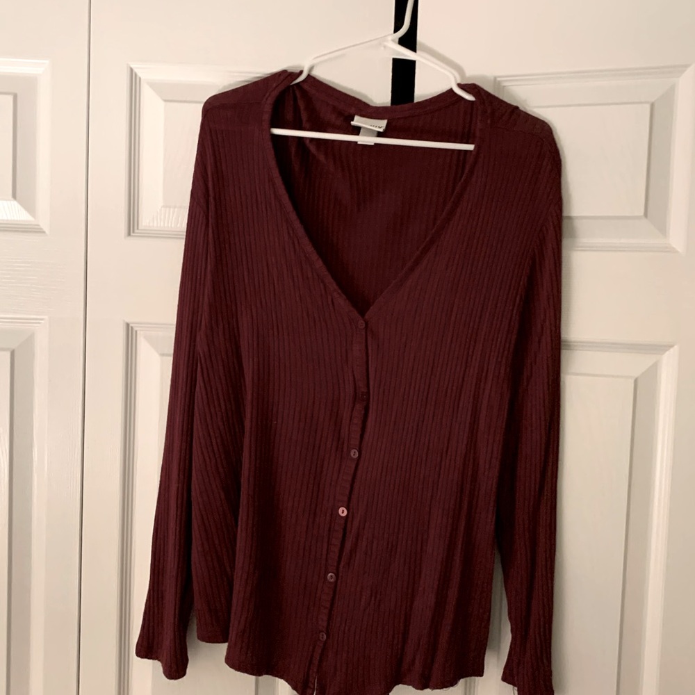Ava Viv Button Up V-neck Sweater